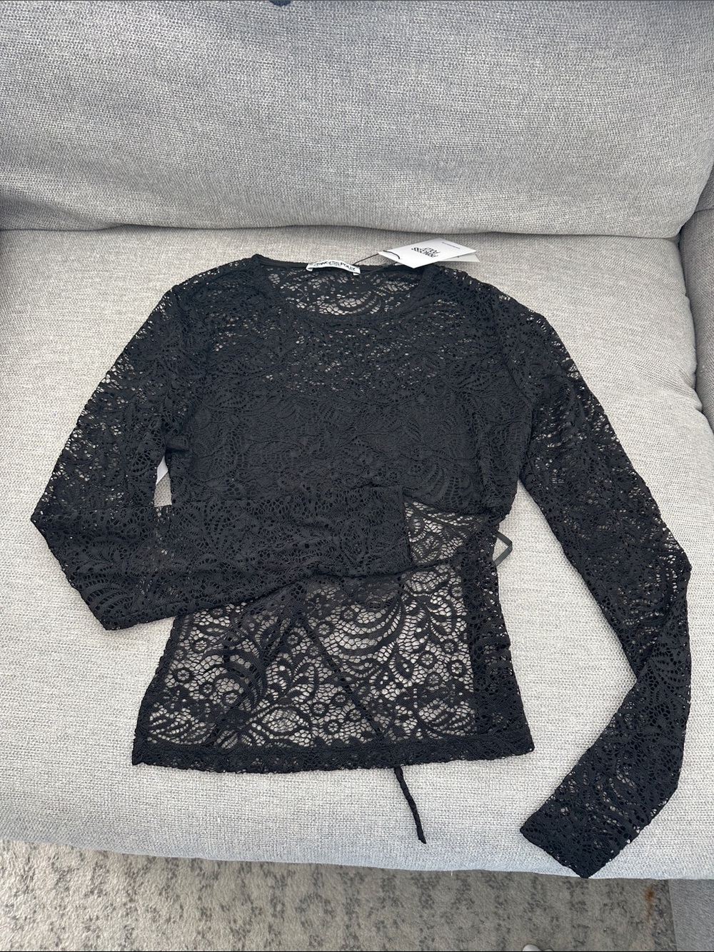 Princess Polly Black Lace Long Sleeve Top